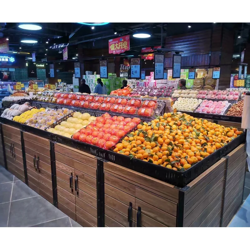 custom.Double-sided Groceries Food Fruit Shop Fruits and Vegetables Display Rack Iron Shelves