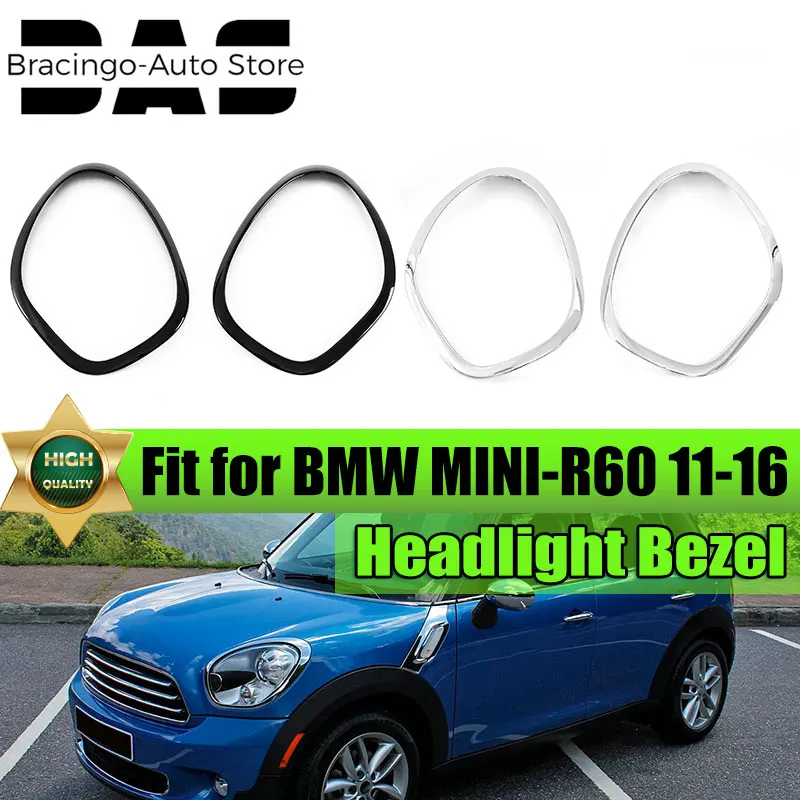 51139801573 51139801574 Headlight Trim Ring Bezel Surround Cover Fit For MINI R60 Cooper Countryman 2011-16 Glossy Black/Chrome