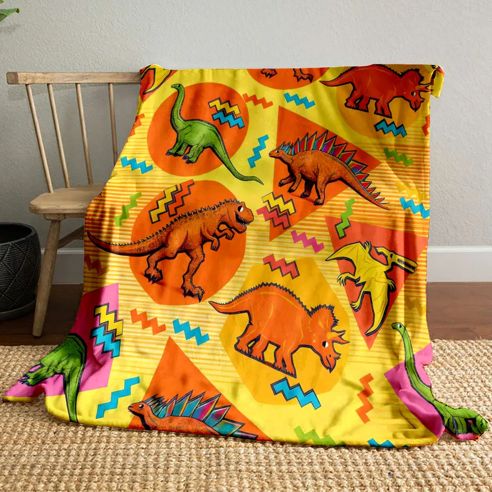 6 Style Cartoon Dinosaur Graffiti Style Print Blanket Home Travel Camping for Adults and Kids Luxury Gifts Multi-Sizes
