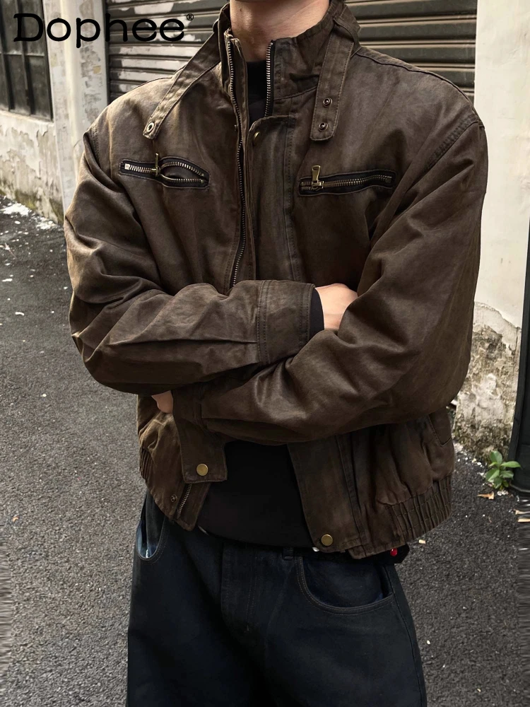 

Мужчины Женщины 202, осень, новое свободное пальто из искусственной кожи, однотонные шикарные куртки для инструментов, модные ретро мотоциклетные куртки из искусственной кожи