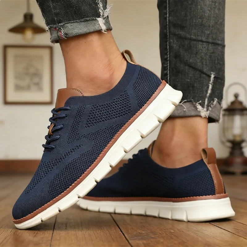 New ​Men's Casual Sneakers Spring Summer Breathable Mesh Lightweight Soft Sole Shoes Cushioning Color Blocking Design Dress Shoe