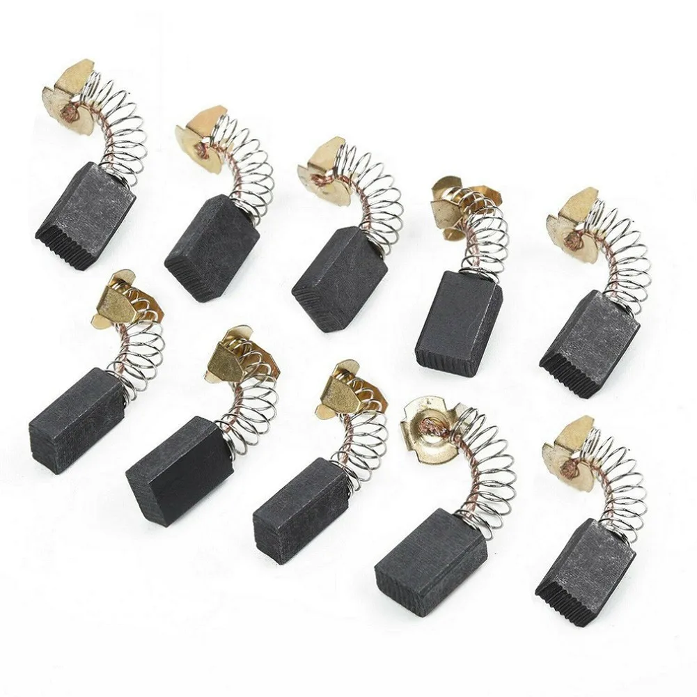 10Pcs Carbon Brushes Carbon & Metal Gray & Brass Tone Spare 10pieces 6x10x16mm CB100 CB103 Set Tool Replacement