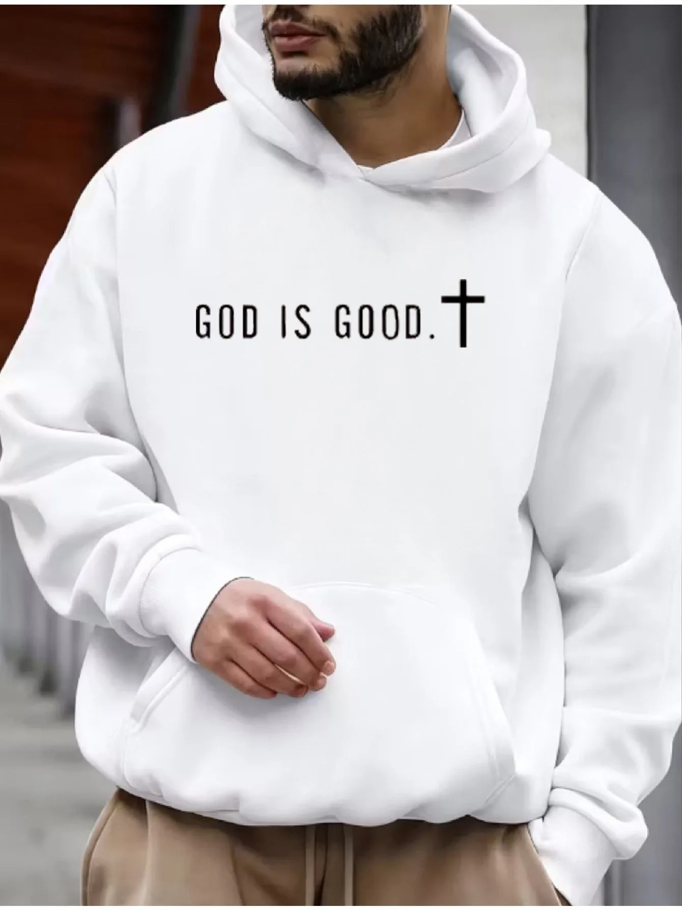 Hoodie Sweater in Solid Color with Print Loose Fit for Spring, Autumn and Winter, Christmas Halloween Valentine'S Thanksgiving Festive Streetwear, Soft Comfortable Versatile Casual Attire, Easy Care Machine Washable