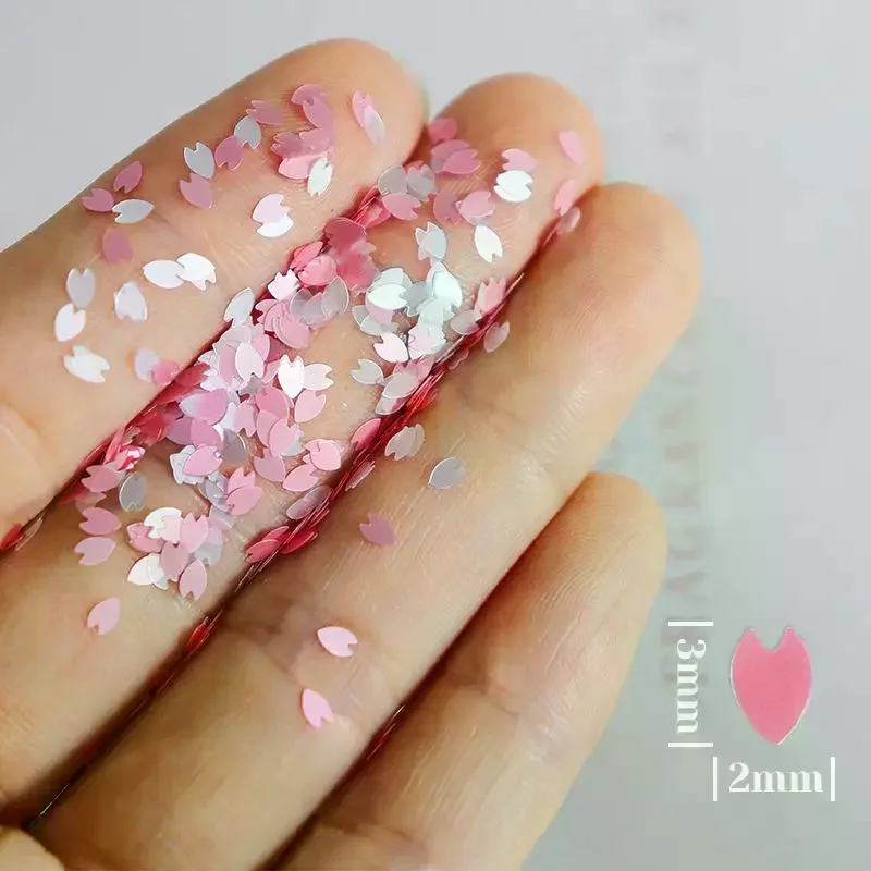 6 شبكات مشرقة زهرة البتلة رقاقة مسمار الترتر أزهار الكرز بريق ملصقات الربيع المجسم ديكور رقائق ديكور ملون #4