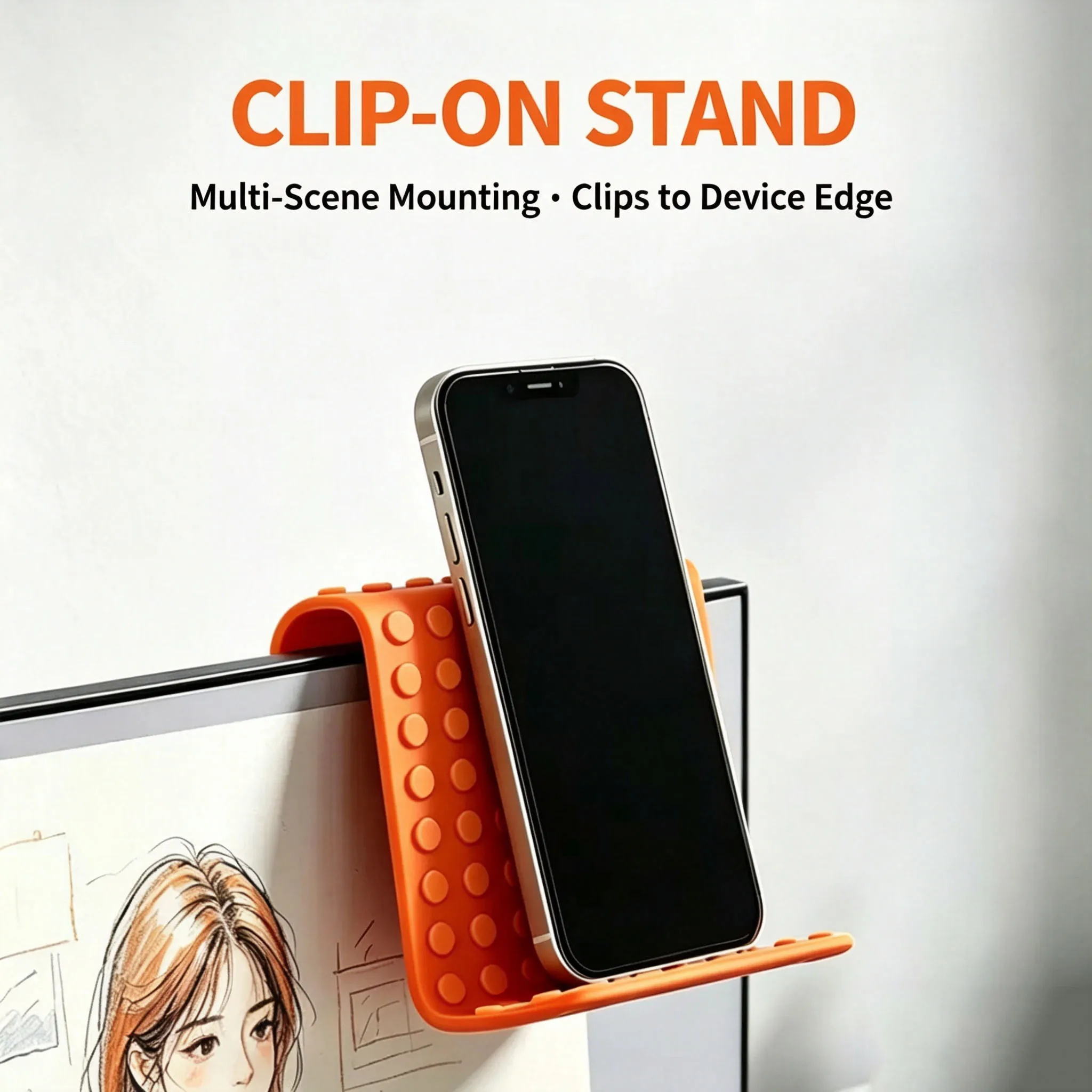 Portable Universal Phone Stand Angle Adjustable Silicone Desktop Tablet Laptop Holder Foldable Transforming Bracket with Hook view 4