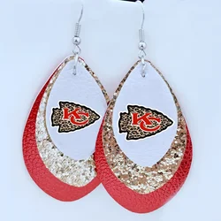 New Layer Glitter Teardrop Leather Earrings Wholesale Custom Your Logo