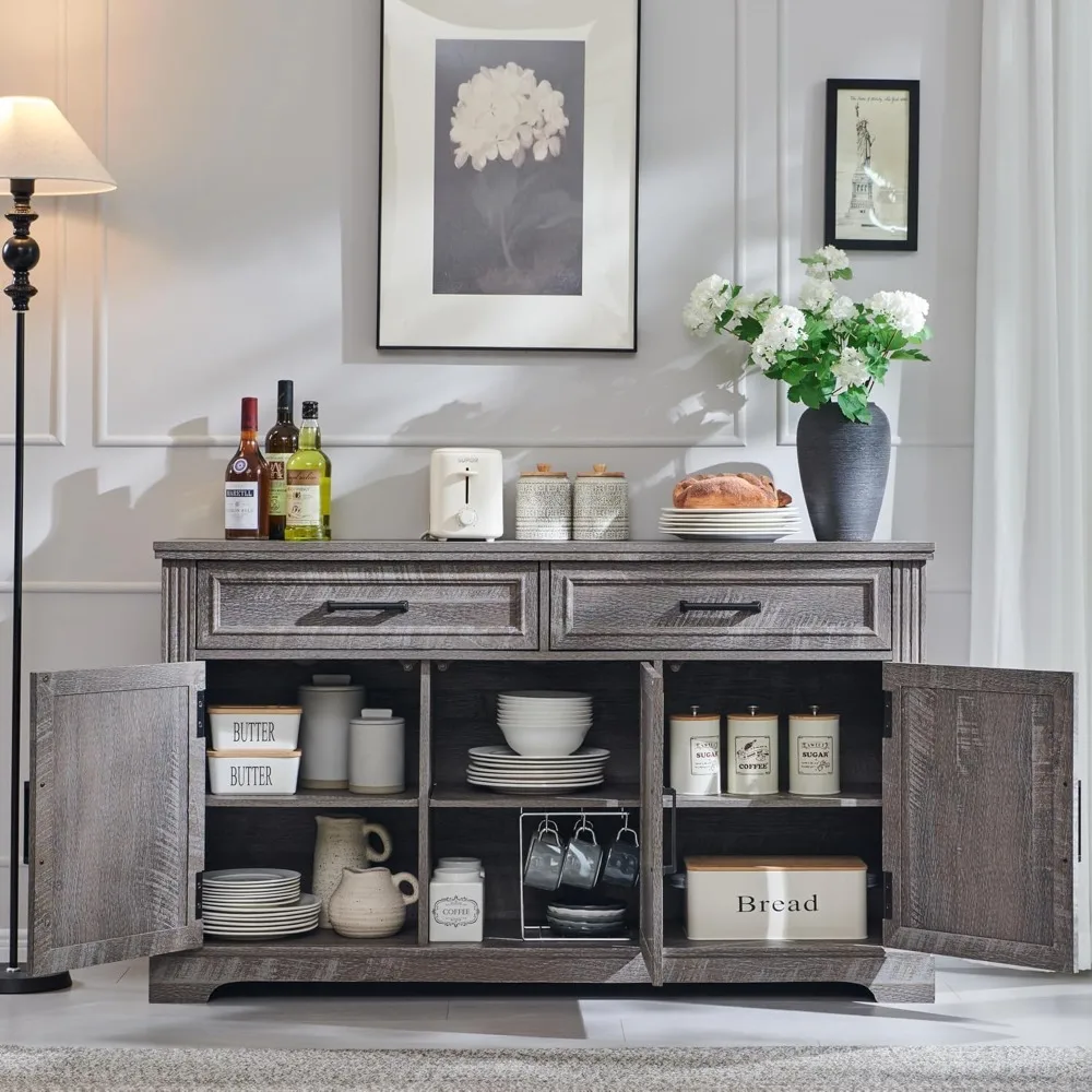 

55" Large Buffet Sideboard Cabinet with 3 Doors and 2 Drawers, Buffet Table Coffee Bar Wine Bar Storage Cabinet for, Customized