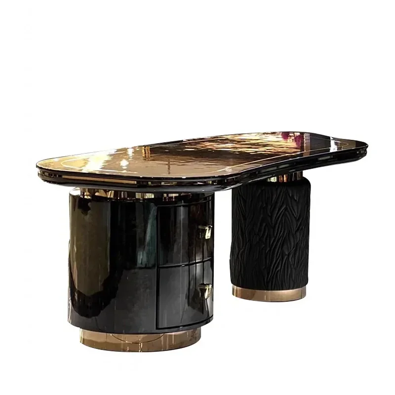 Mansion villa study writing desk stainless steel desk president boss table