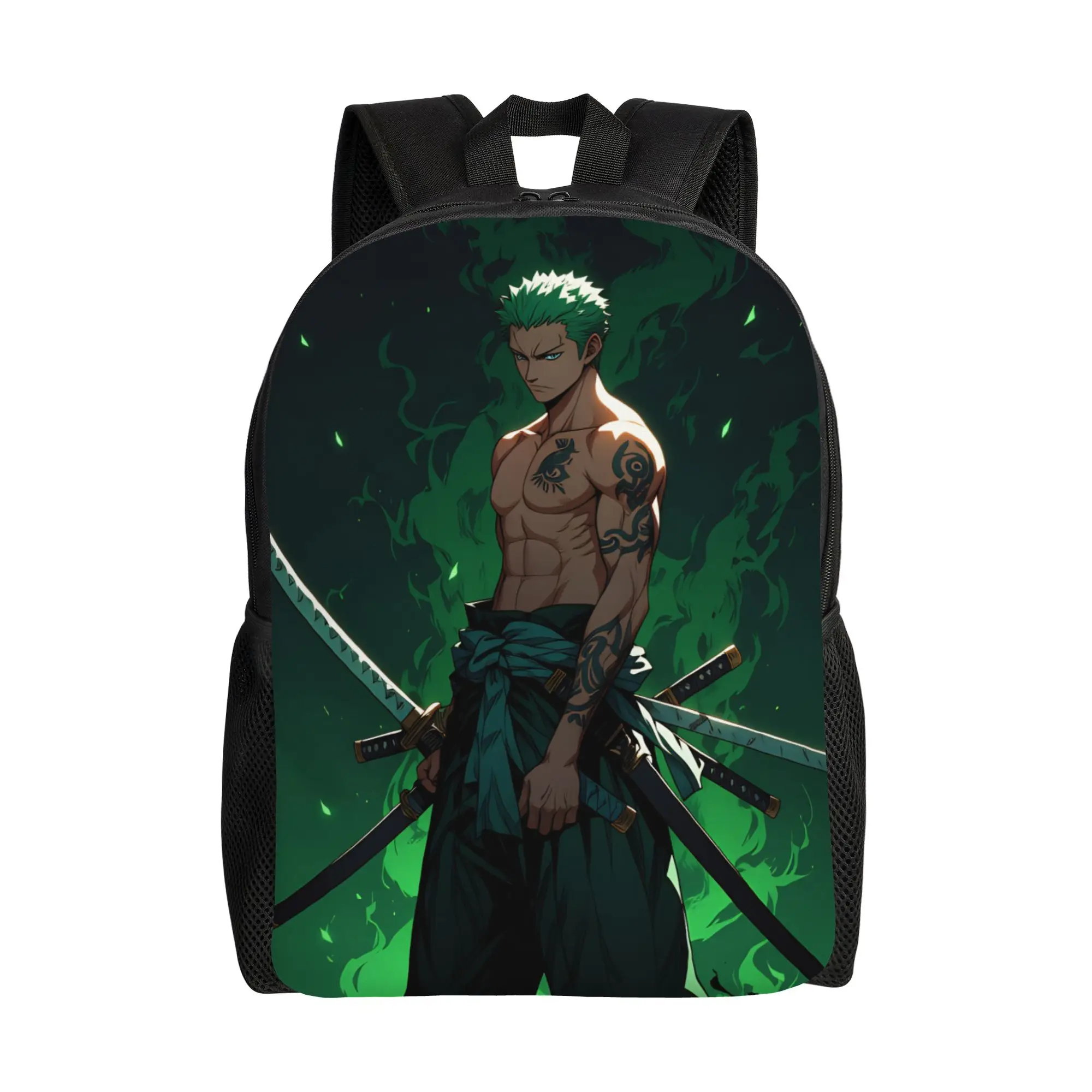 Mochila de viaje personalizada Zoro O-One P-Piece para mujeres y hombres, mochila escolar para ordenador portátil, mochila de dibujos animados de aventura, mochila para estudiantes universitarios