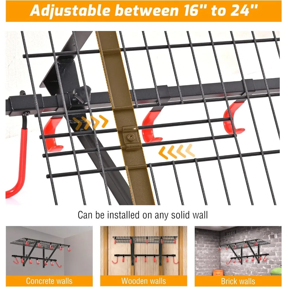 عرض ساخن - تتضمن رفوف جدار المرآب وخطافات الدراجة، ورفوف جراج قوية قابلة للتعديل على الحائط للمرآب/المنظم