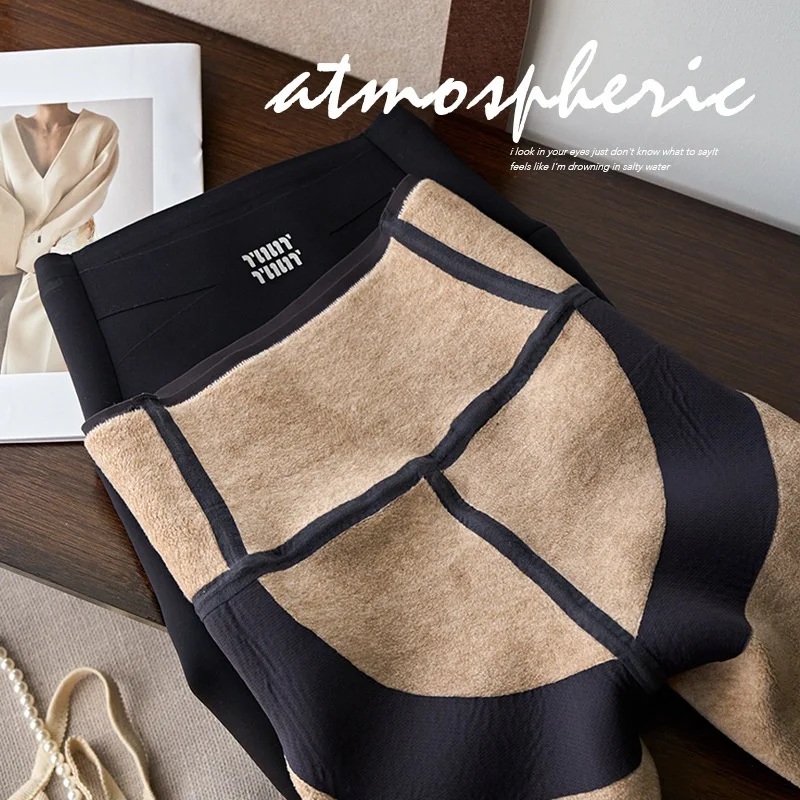 Pantaloni da yoga in pelle di arca opaca in velluto Thiened Pantaloni sportivi in lana autunno inverno a vita alta con controllo della pancia e vestibilità aderente