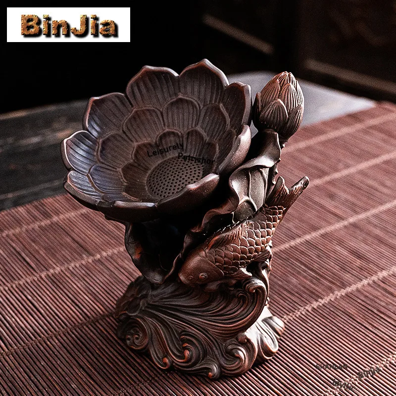 Handamde Cicada Fish Purple Pottery Tea Separator Infusor Tea Strainer Dispenser Tea Maker Tea Filter Chinese Tea Set Ornaments