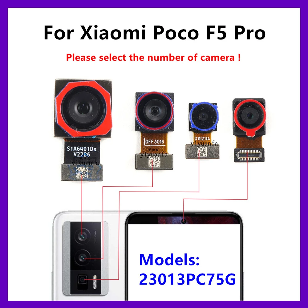 Módulo de Cámara Trasera Principal Grande para Xiaomi Poco F5 Pro, Cable Flexible de Cámara Frontal Pequeña Ultra Ancha 23013PC75G