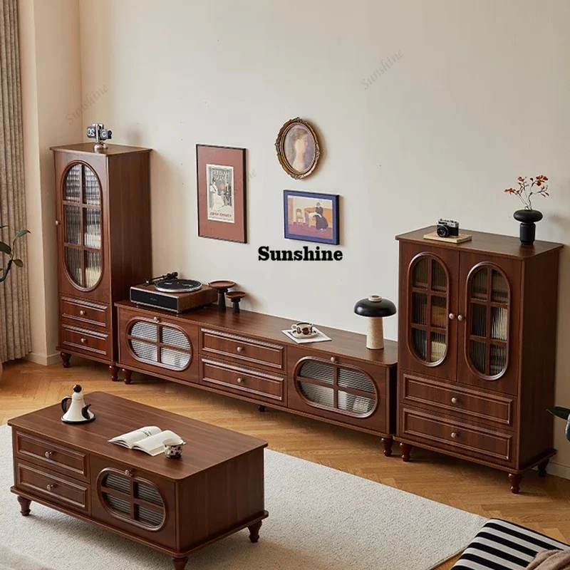 

American Vintage Tv Stand Premium Trendy Mid Century Aesthetic Tv Cabinet Classic Luxury Soportes De Televisión Furniture HomeTJ