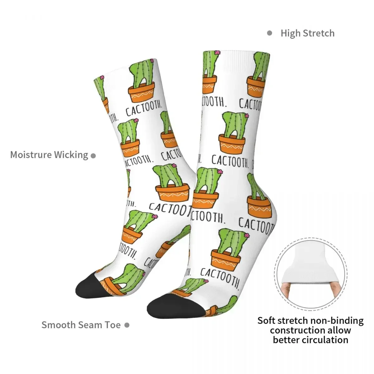 Cactooth Dental Cactus Socks Harajuku High Quality Stockings All Season Long Socks Accessories for Man's Woman Birthday Present