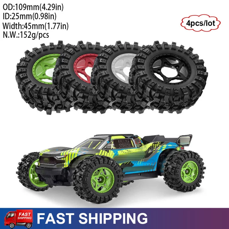 4PCS Short Course Truck High Grip Tires Wheels 12/14/17mm Hex for 1/10 ARRMA Senton Traxxas Slash RC Car Upgrade Parts