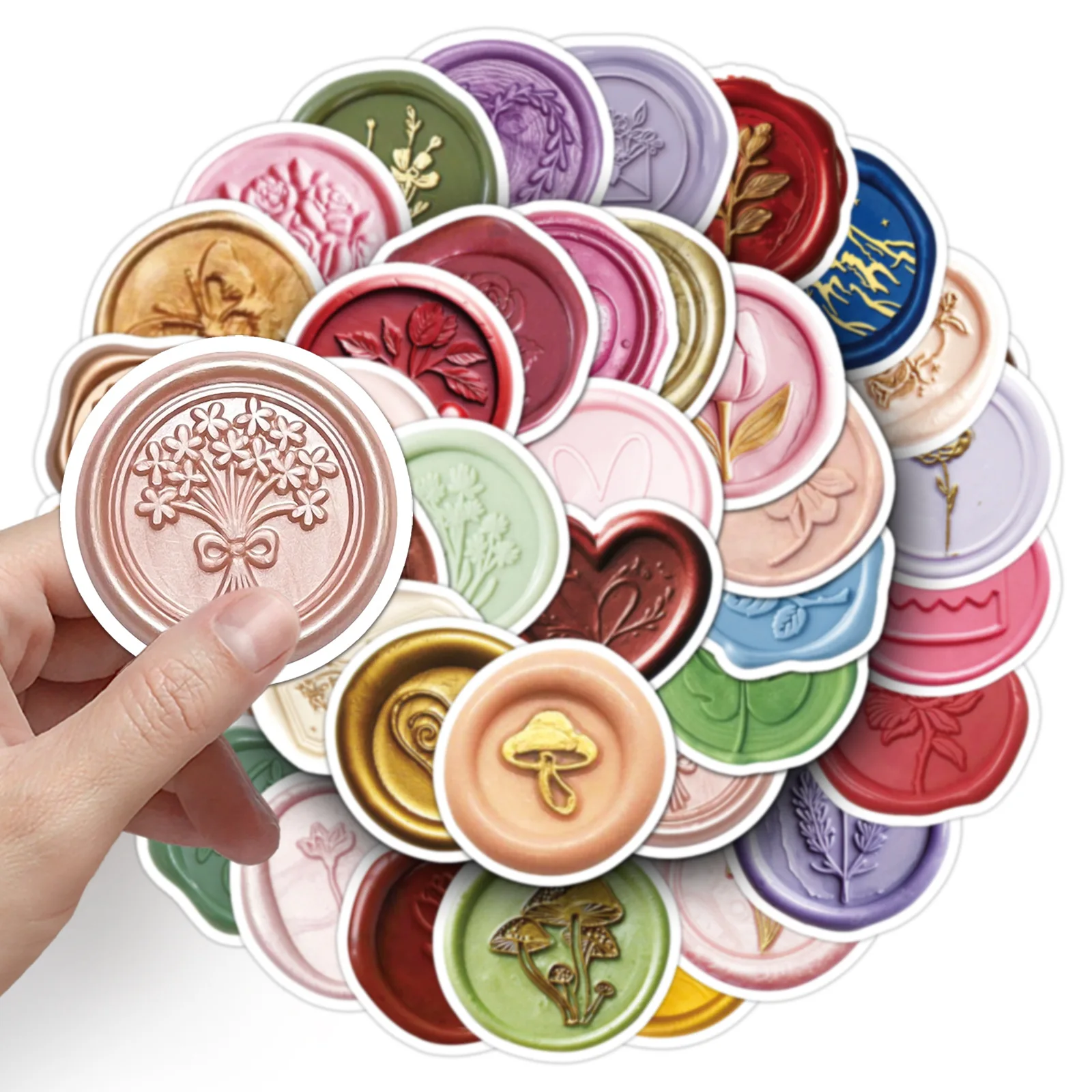 50 Pcs Wax Seal Stickers Vintage Letter Decals For Wall Envelopes Phone Water Bottle Scrapbooking Craft