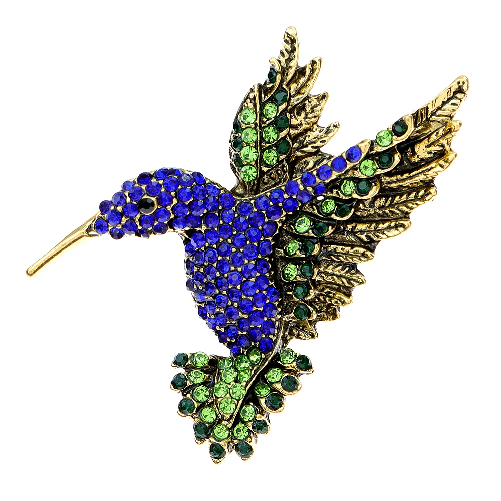 CINDY XIANG Colorful Rhinestone Hummingbird Brooches for Women Animal Pin Korea Fashion Accessories Winter Coat Party Jewelry