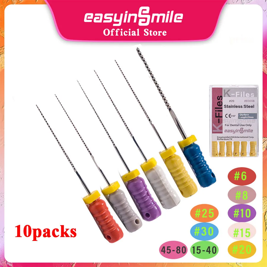 

Dental Endodontic 25mm Endo K Files Stainless Steel Hnad Use Files Endo Root Canal Files for Root Canal Dredging