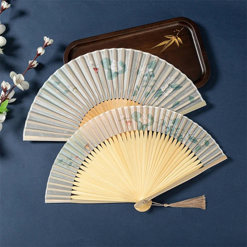 Bamboo Antique Folding Fan Chinese Style Fan Summer Female Dance Fan Portable Elegent Flower Hand Held Fan Exquisite Gifts Decor