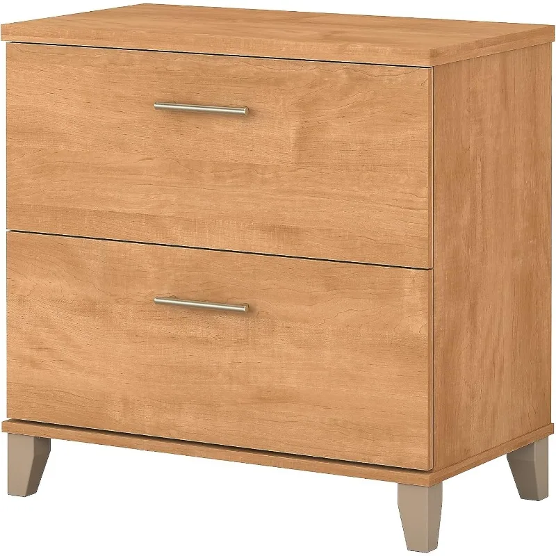 2 Drawer Lateral File Cabinet in Maple Cross | Small Office Storage Unit for Home or Commercial Spaces