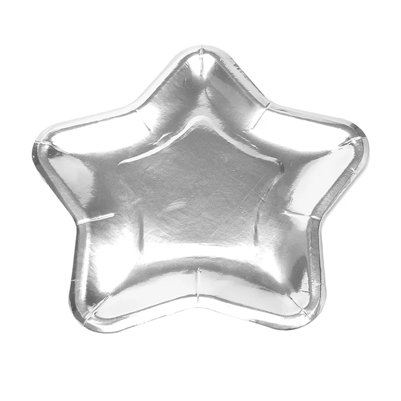 AAAN-120 قطعة من أطباق الورق على شكل نجمة، طبق حفلات ذهبي للاستعمال مرة واحدة، طبق أواني طعام خماسي لمستلزمات أدوات المائدة، فضي #5