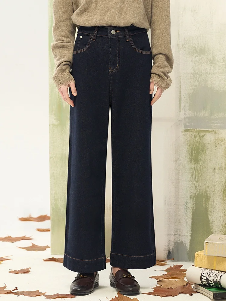 

Warm Fce Slimming Commuter High Waist Jeans Cact Size Casual Sle Water Waed Blue Denim Fabric Zipper ket Detail