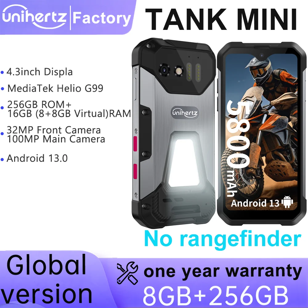 Unihertz 8849 Mini Smartphone robusto, piccolo 4G, esterno, 16 GB, 24 GB di RAM, 256 GB di ROM, 5800 mAh, telefono Android 13, doppia SIM, fotocamera da 100 MP