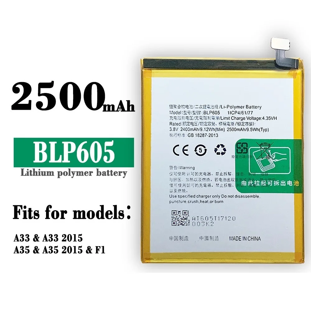 

BLP605 Replacment Battery For OPPO A33 A33T A33F A33W A33M F1 A35 MobiLe Phone 2500mAh Batteries Replacement +Tool Gifts