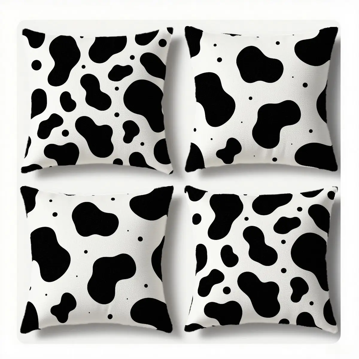 

4-Piece Black & White Spot Pattern Pillow Covers, Modern Minimalist Style, Enhance Home Atmosphere, Suitable for Sofa/Living Roo