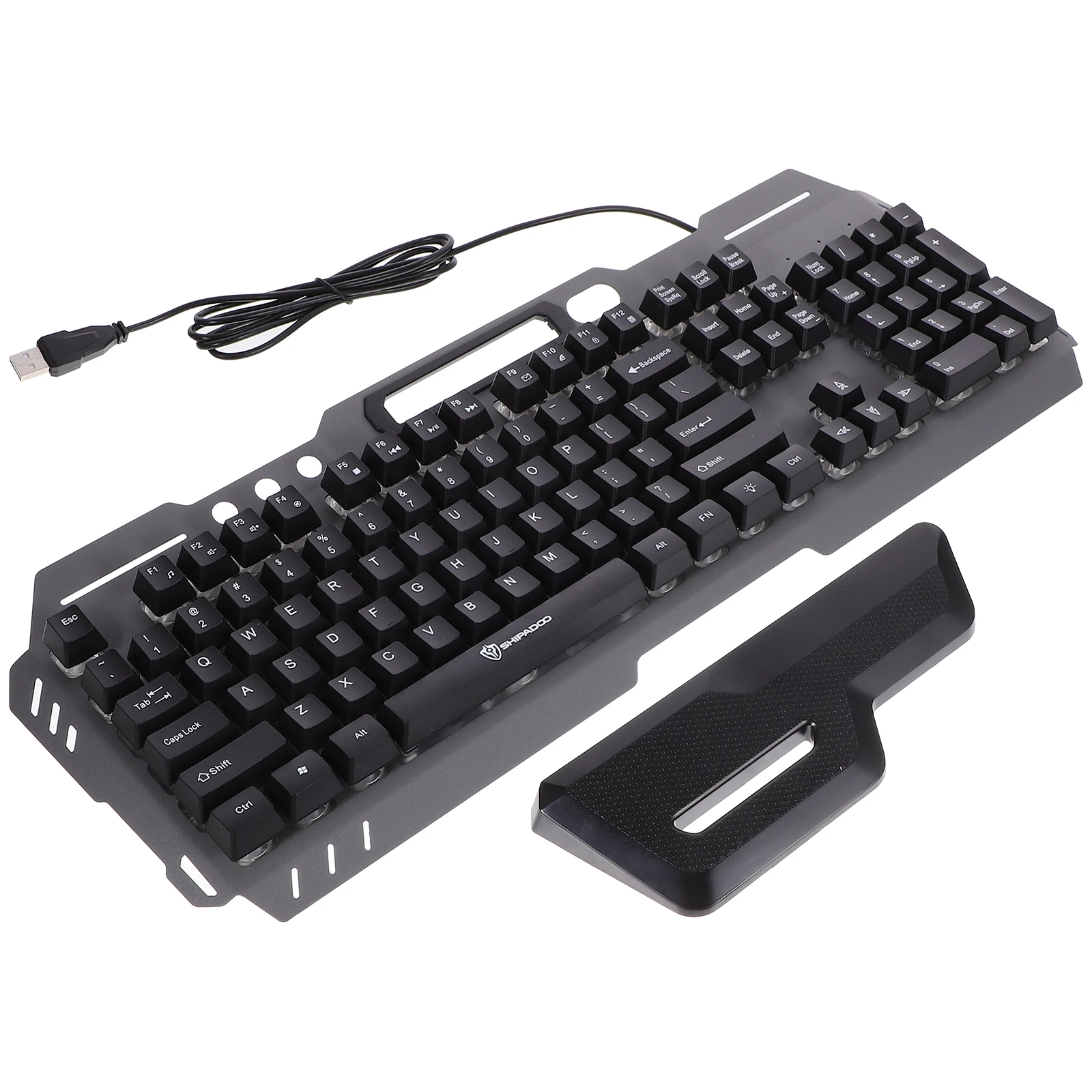 

Wired Backlit Keyboard 104 Keys USB LED Black Full Size Gaming Accessories Ergonomic Design Waterproof Draining Holes
