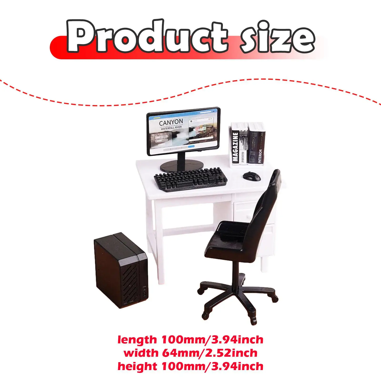 1/12 Scrivania per computer e sedia Mini set di sedie da scrivania per progetti fai da te Tavolo con sabbia Costruzione di scene in miniatura Micro paesaggio