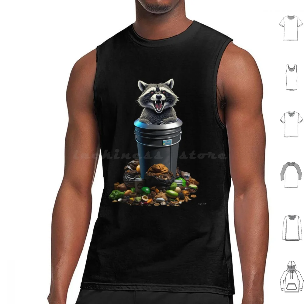 Thrash For The Trash Tank Tops Vest Sleeveless Racoon Trash Garbage Scream Black Trashcan Rubbish Food Food Waste