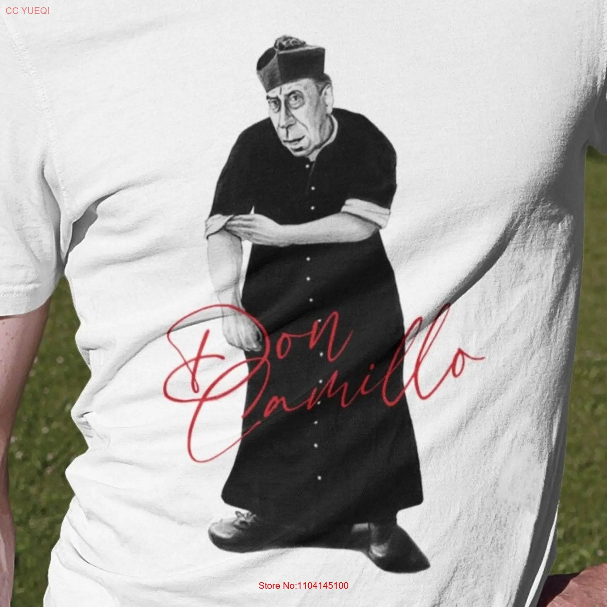 Men's cotton t shirt Don Camillo Fernandel cult French actor priest in cassock Humor long or short sleeves