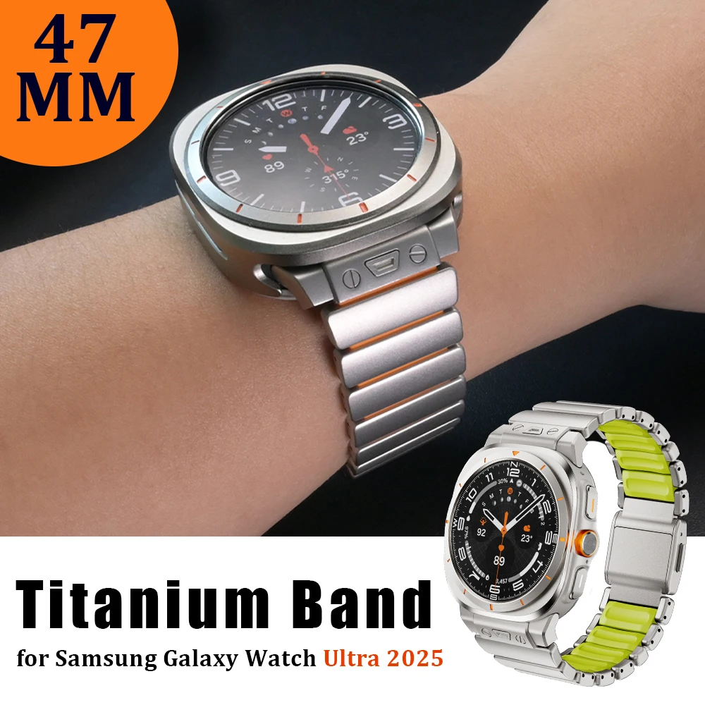 

Titanium Watchband for Samsung Galaxy Watch Ultra 2025 47mm Luxury Fluoroelastomer Rubber Strap for Galaxy Watch Ultra 2024 47mm