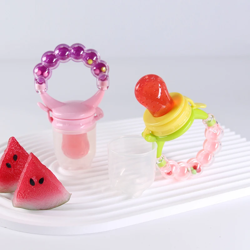 1 Pc Baby Fruit Pacifier With Rattle Handle For Fresh Vegatable Food Feeding Safe Ring The Bell Feeder Pacifiers Soother
