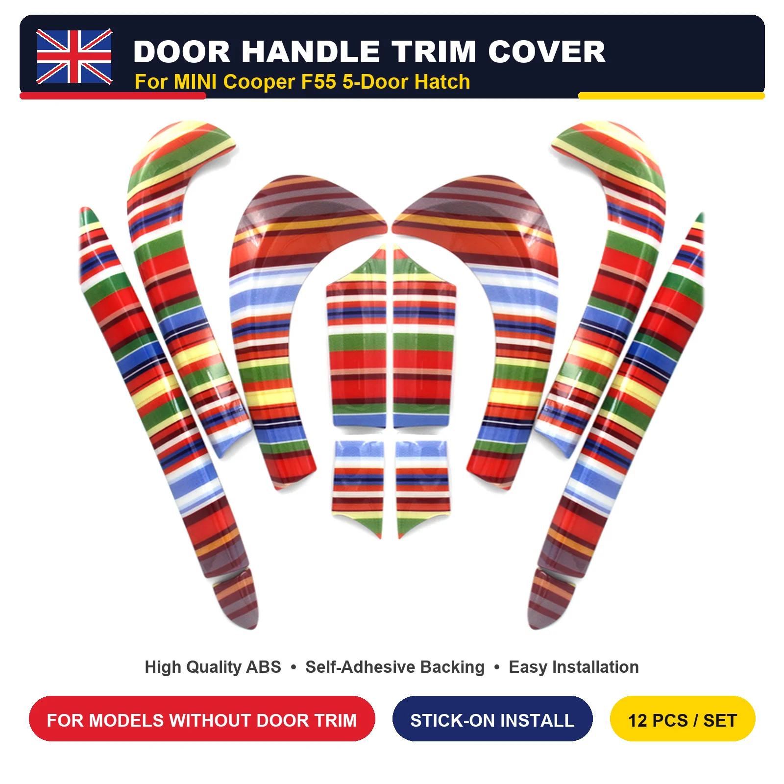 Carwoman Solid Color PC Plastic Door Trim Panel Cover Stick-on for MINI Cooper F55 5-Door 2014-2023 9 Colors Wholesale