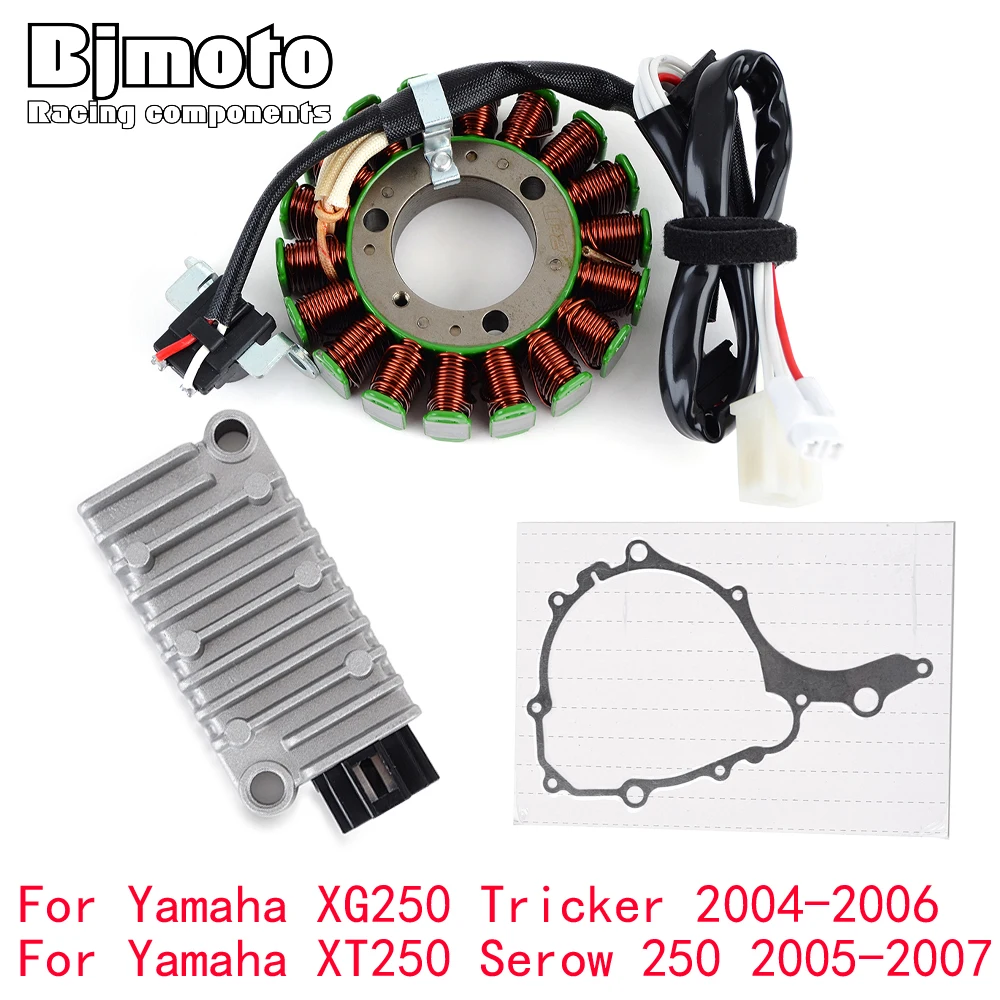 

XG XT 250 Engine Stator Coil+Voltage Regulator rectifier For Yamaha XG250 Tricker XT250 Serow 250 2004-2006 With Gasket XG-250