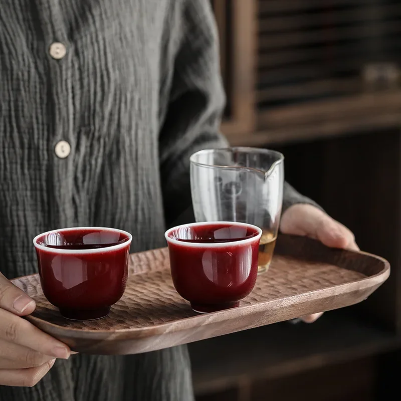 Lang Red Glaze Wude Cup Handmade Ceramic Cup Raw Ore Red Glaze Teacup Jingdezhen Lang Red Master Cup Single Cup Ceramic Teacups