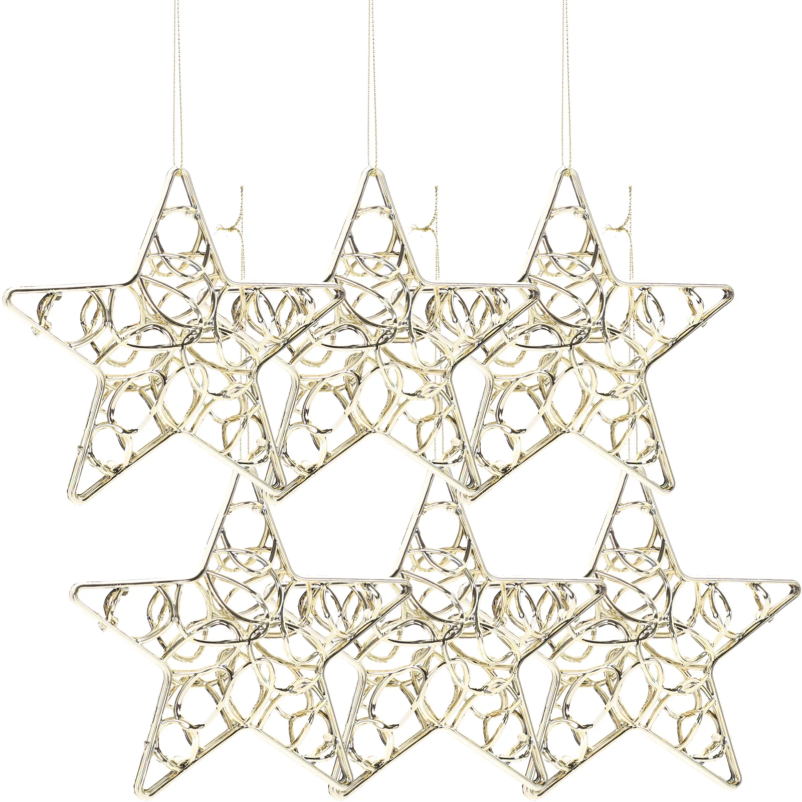 

6 Pcs Gold Pentagram naments Christmas Snowflake Pendants for Tree Door Garden Yard Porch Party Unique Xmas Decorations