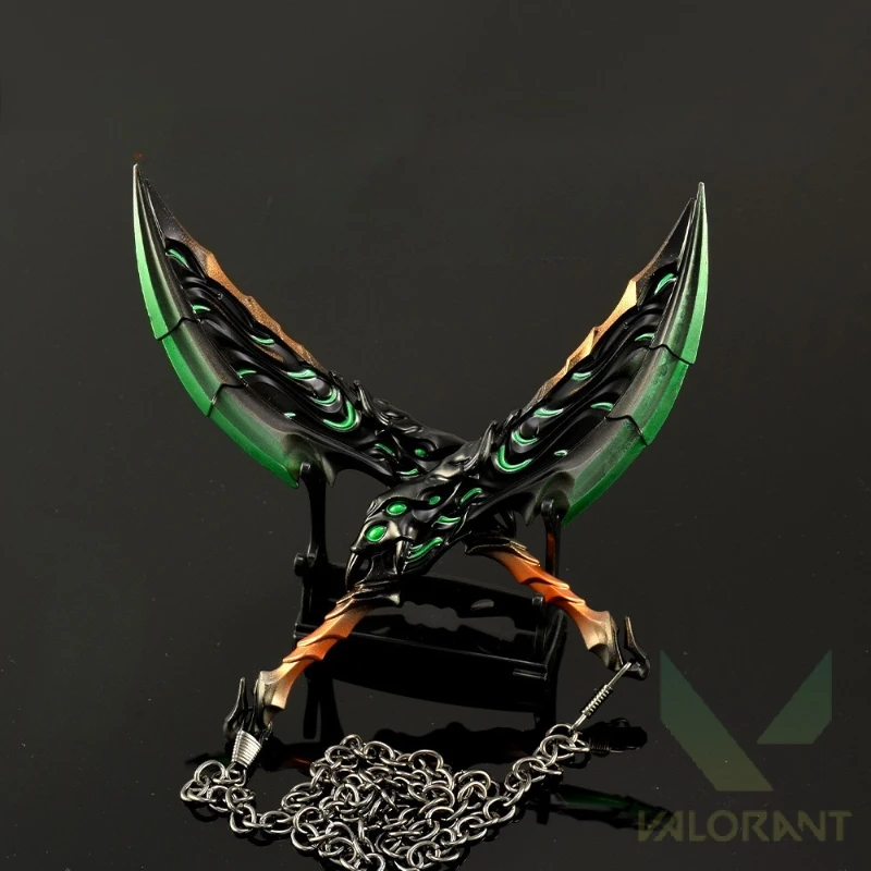 Flood Fury Double Chop Knife 19 cm/7.48 pollici Valorant Periferiche di gioco Tutto in metallo Arma Cosplay Coltelli Modelli Artigianato Regali Giocattoli