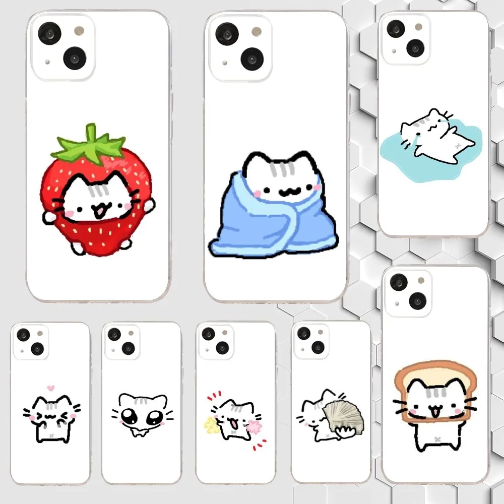 귀여운 고양이 낙서 밈 캔버스 휴대폰 케이스, 아이폰 16,15,14,13,12,11 플러스, 프로, 맥스, XR,XS,X,8 플러스, 미니 투명 실리콘 소프트 케이스