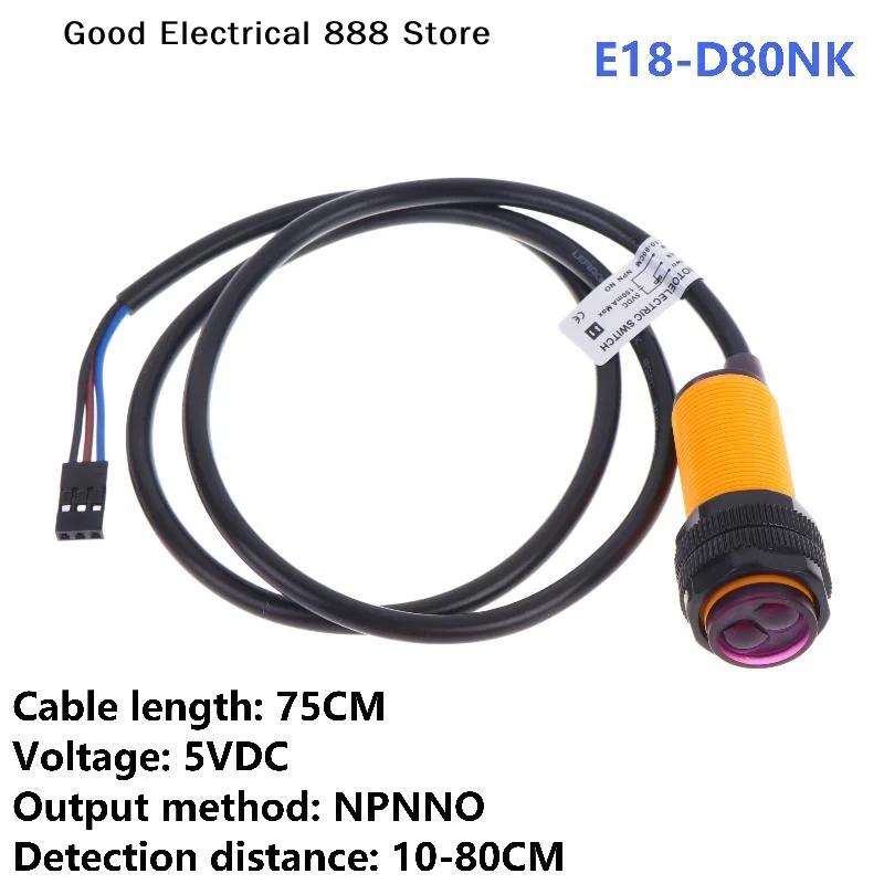 【G】1Pcs E18-D80NK Infrared Obstacle Avoidance Sensor 5V Photoelectric Switch With Terminal For Smart Car Robot Upgrade Parts