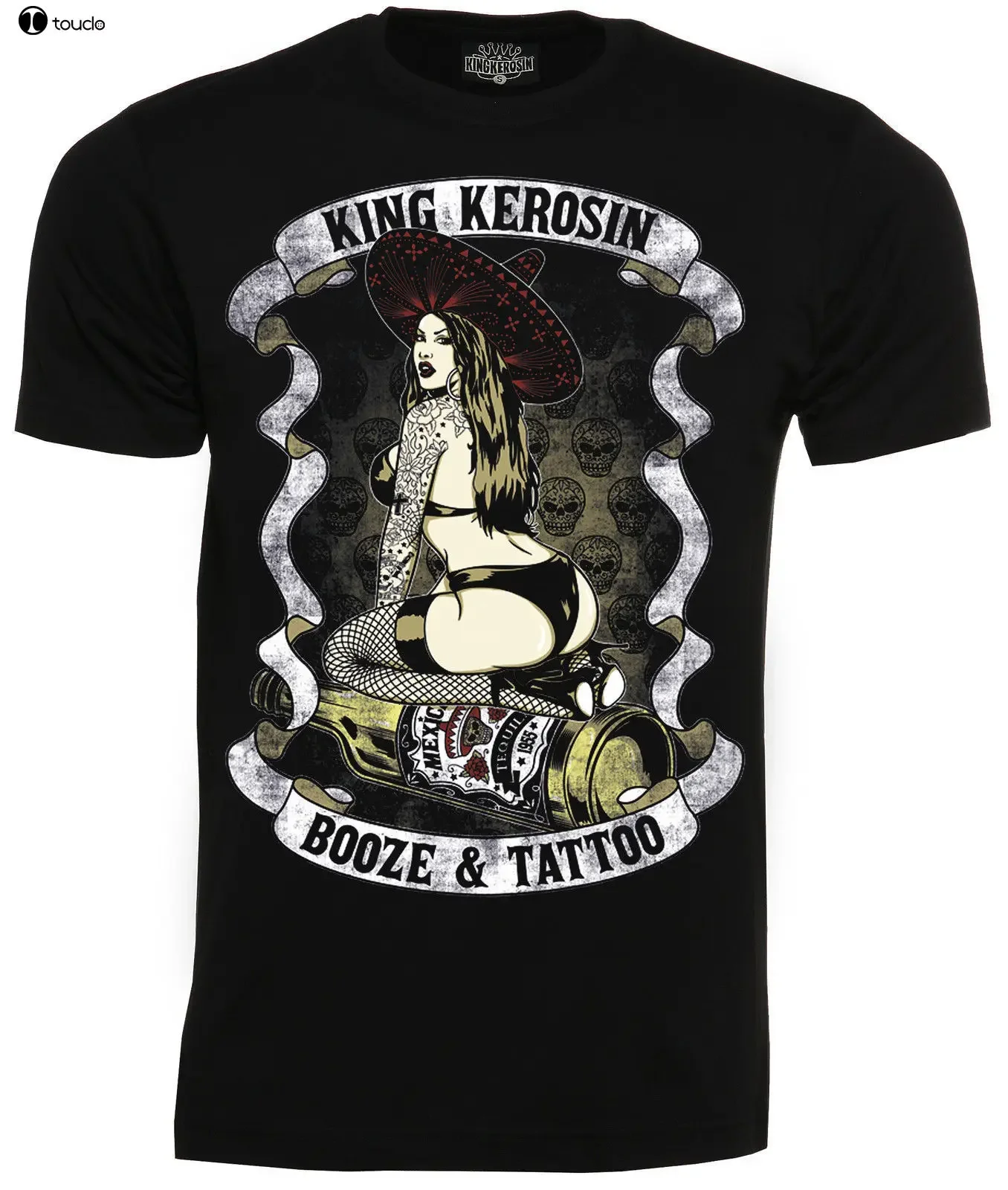 2019 New Mens T Shirts T-Shirt Booze and Tattoos Oldschool Hotrod Rockabilly Youngtimer V8 Tops Tshirt Homme