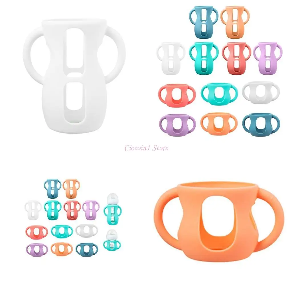 

Y1UB Гибкий держатель с легкой ручкой для стекла для детских бутылок Силиконовая крышка с ударной бутылочной рукавом легко в