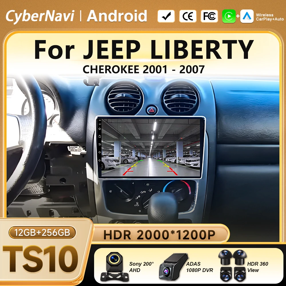 Car Radio Android 16 Carplay Car Stereo For JEEP LIBERTY CHEROKEE 2001 2002 2003 2004 2005 2006 2007 Video Multimedia Player 5G