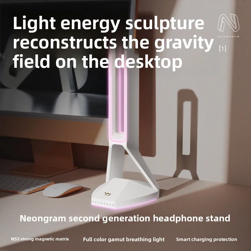 Neongram Gaming Headphone Stand for GPW2/3/4/5 G502x Wireless Mouse Magnetic Charging Dock with Data Cable Esports Table Setup