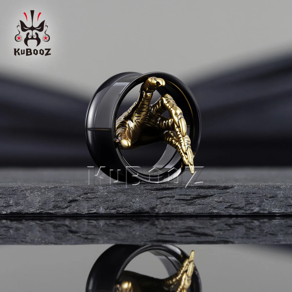 KUBOOZ 2 Stück 3D-Klauen-Ohrstrecken aus schwarzem Edelstahl, hohle Ohr-Tunnel-Expander im Gothic-Punk-Stil, Piercing-Plugs – Detail 5