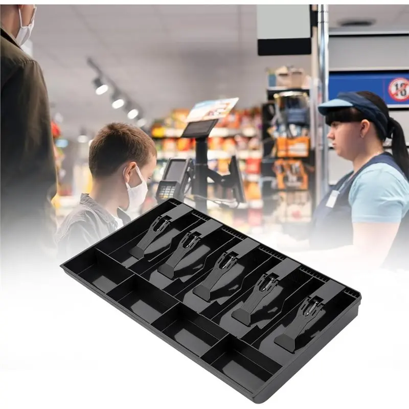 Hot Sale-For Supermarkets, Shops& Home Compatible Cash Register Drawer Insert Tray 3-Pack 5 Bill& 4 Coin Compartments Black
