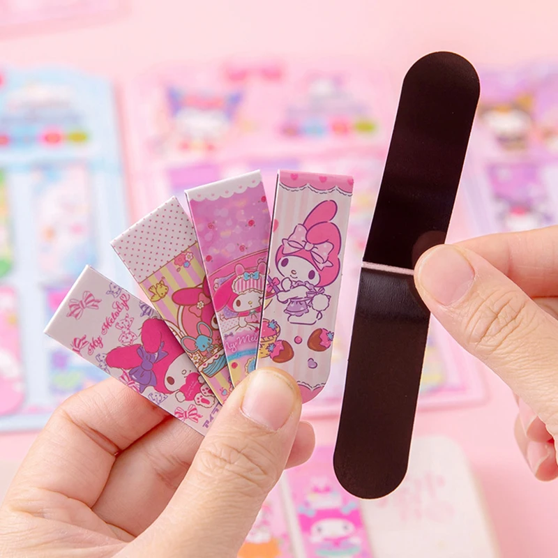 Sanrio Magnetic Cartoon Bookmark, Kuromi Melody Page Marker, Escola e Escritório Papelaria, Birthday Gift Supply, 6pcs